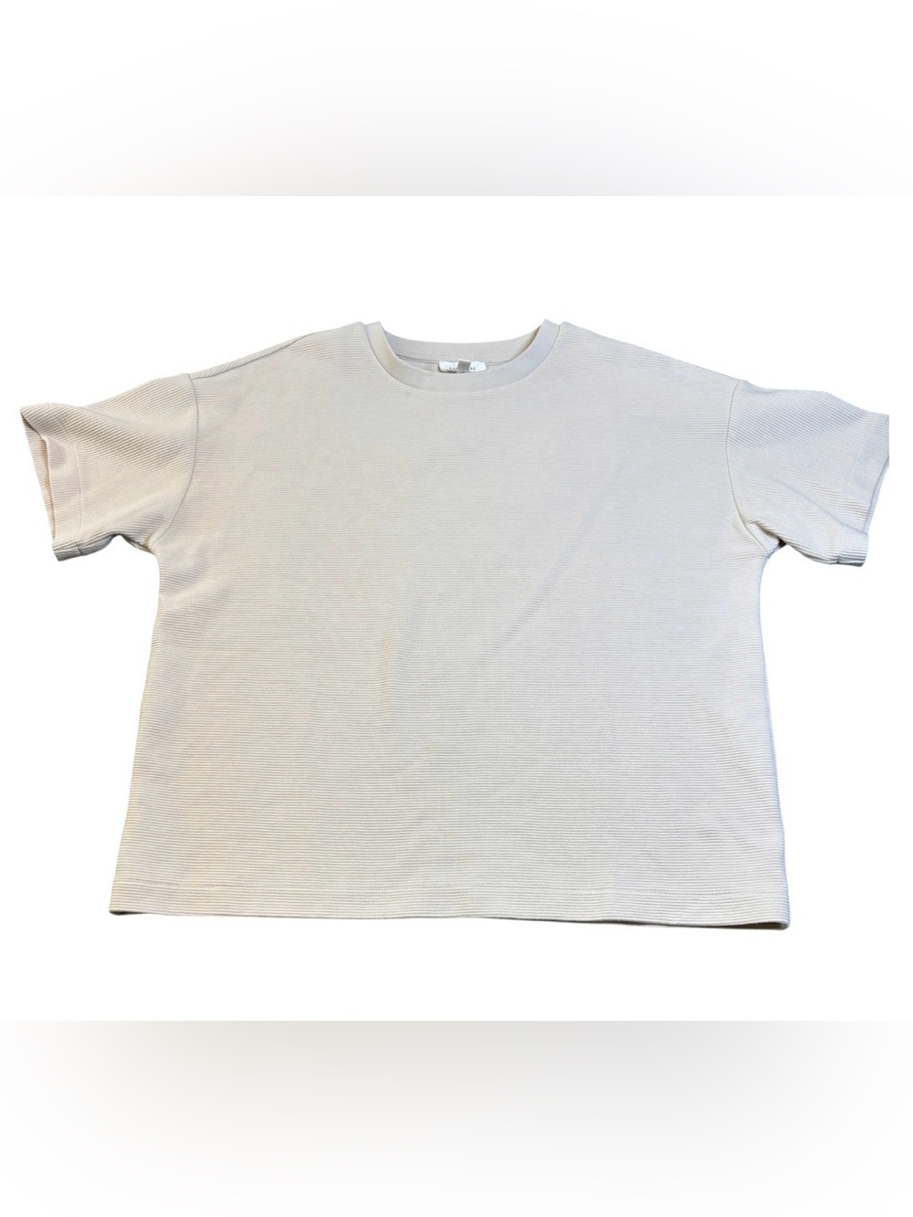 HAVEN Textured Ribbed Boxy Tee Cream Off White Oversized Medium EUC
